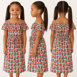 Colorful Mushroom Print Long Dress
